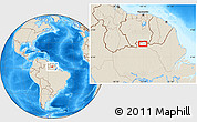 Shaded Relief Location Map of the area around 2° 16' 34" N, 55° 10' 29" W