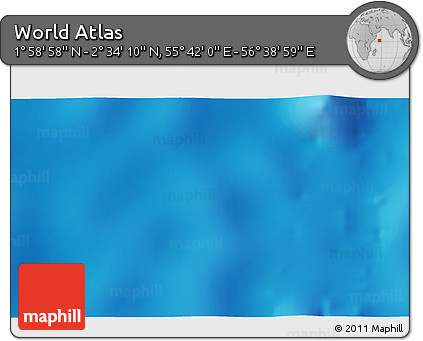 Shaded Relief 3D Map of the Area around 2° 16' 34" N, 56° 10' 29" E
