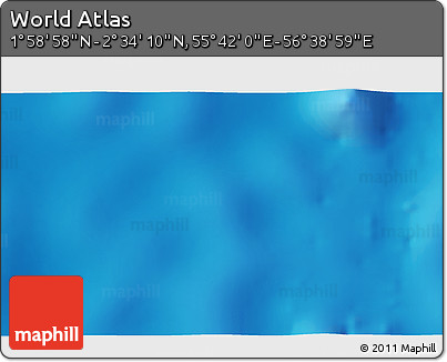 Shaded Relief 3D Map of the Area around 2° 16' 34" N, 56° 10' 29" E