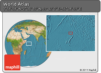 Satellite Location Map of the Area around 2° 16' 34" N, 56° 10' 29" E