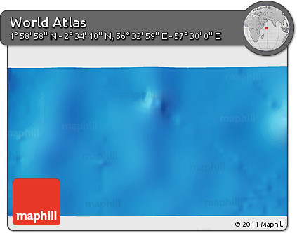 Shaded Relief 3D Map of the Area around 2° 16' 34" N, 57° 1' 29" E