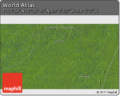 Satellite 3D Map of the Area around 2° 16' 34" N, 58° 34' 30" W
