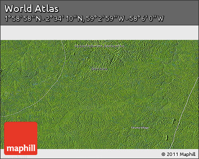 Satellite 3D Map of the Area around 2° 16' 34" N, 58° 34' 30" W