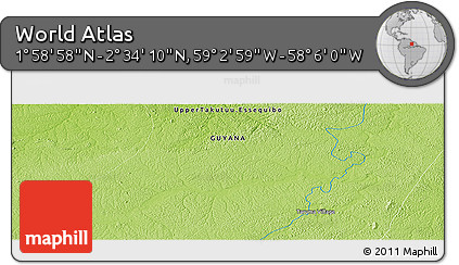 Physical Panoramic Map of the Area around 2° 16' 34" N, 58° 34' 30" W