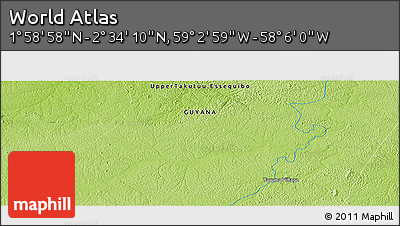 Physical Panoramic Map of the Area around 2° 16' 34" N, 58° 34' 30" W