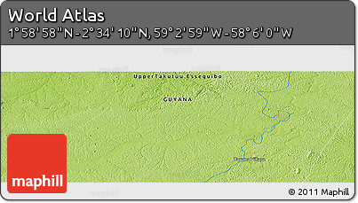 Physical Panoramic Map of the Area around 2° 16' 34" N, 58° 34' 30" W