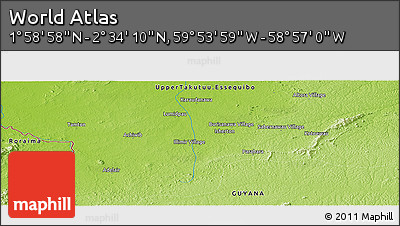 Physical Panoramic Map of the Area around 2° 16' 34" N, 59° 25' 29" W