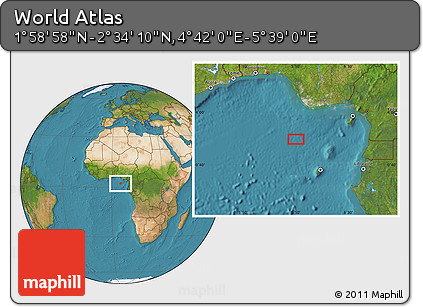 Satellite Location Map of the Area around 2° 16' 34" N, 5° 10' 30" E