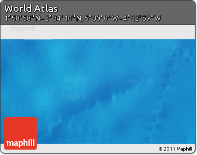 Physical 3D Map of the Area around 2° 16' 34" N, 5° 1' 30" W
