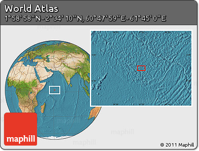 Satellite Location Map of the Area around 2° 16' 34" N, 61° 16' 29" E