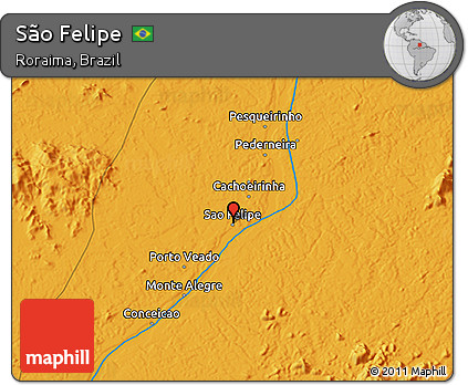 Political 3D Map of São Felipe
