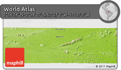 Physical Panoramic Map of the Area around 2° 16' 34" N, 61° 58' 30" W