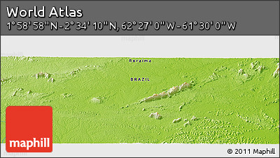 Physical Panoramic Map of the Area around 2° 16' 34" N, 61° 58' 30" W