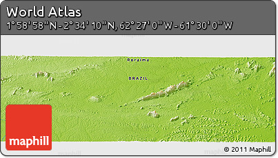 Physical Panoramic Map of the Area around 2° 16' 34" N, 61° 58' 30" W