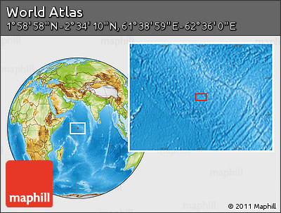 Physical Location Map of the Area around 2° 16' 34" N, 62° 7' 30" E