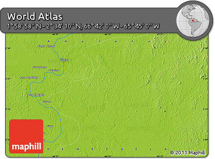 Physical Map of the Area around 2° 16' 34" N, 66° 13' 29" W