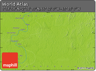 Physical Map of the Area around 2° 16' 34" N, 66° 13' 29" W