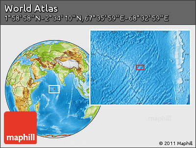 Physical Location Map of the Area around 2° 16' 34" N, 68° 4' 29" E