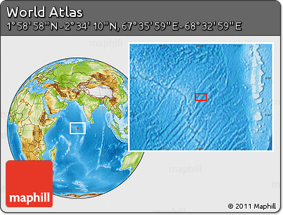 Physical Location Map of the Area around 2° 16' 34" N, 68° 4' 29" E