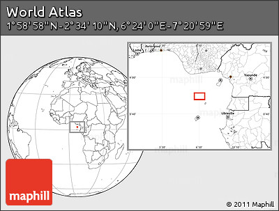 Blank Location Map of the Area around 2° 16' 34" N, 6° 52' 30" E