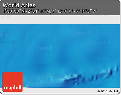 Physical 3D Map of the Area around 2° 16' 34" N, 6° 43' 29" W