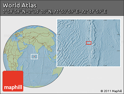 Savanna Style Location Map of the Area around 2° 16' 34" N, 72° 19' 29" E, hill shading