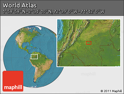 Satellite Location Map of the Area around 2° 16' 34" N, 72° 10' 30" W