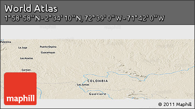 Shaded Relief Panoramic Map of the Area around 2° 16' 34" N, 72° 10' 30" W