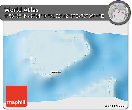 Shaded Relief 3D Map of the Area around 2° 16' 34" N, 73° 10' 30" E