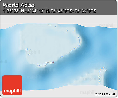 Shaded Relief 3D Map of the Area around 2° 16' 34" N, 73° 10' 30" E