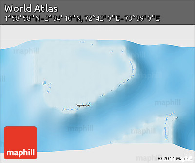 Shaded Relief 3D Map of the Area around 2° 16' 34" N, 73° 10' 30" E
