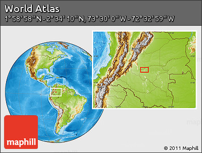 Physical Location Map of the Area around 2° 16' 34" N, 73° 1' 30" W