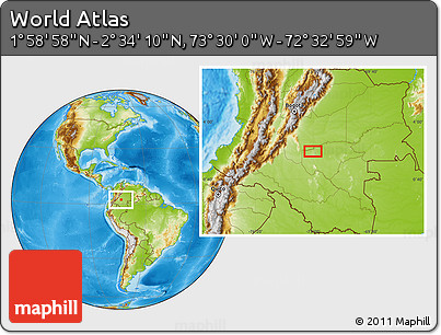 Physical Location Map of the Area around 2° 16' 34" N, 73° 1' 30" W