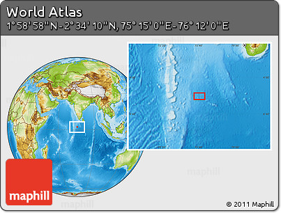 Physical Location Map of the Area around 2° 16' 34" N, 75° 43' 29" E