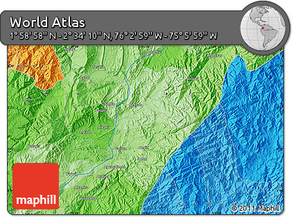 Political Map of the Area around 2° 16' 34" N, 75° 34' 29" W