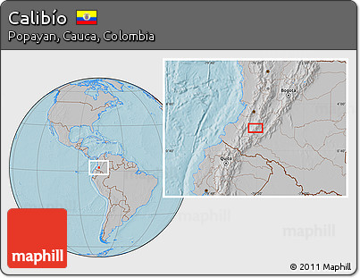 Gray Location Map of Calibío, hill shading