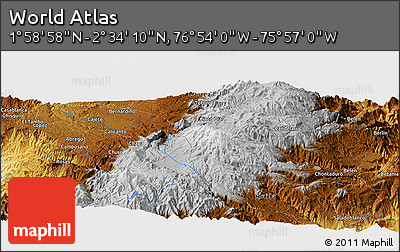 Physical Panoramic Map of the Area around 2° 16' 34" N, 76° 25' 30" W