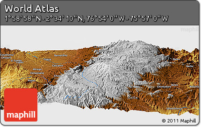 Physical Panoramic Map of the Area around 2° 16' 34" N, 76° 25' 30" W