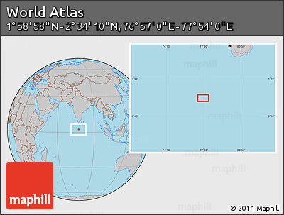 Gray Location Map of the Area around 2° 16' 34" N, 77° 25' 30" E