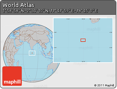Gray Location Map of the Area around 2° 16' 34" N, 78° 16' 30" E