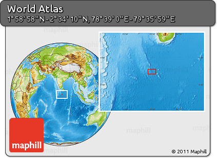 Physical Location Map of the Area around 2° 16' 34" N, 79° 7' 30" E