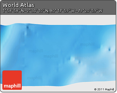 Physical 3D Map of the Area around 2° 16' 34" N, 79° 49' 29" W