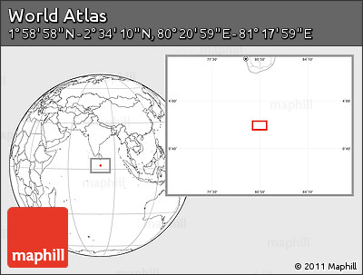 Blank Location Map of the Area around 2° 16' 34" N, 80° 49' 29" E