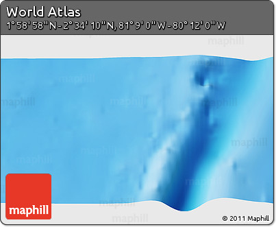 Physical 3D Map of the Area around 2° 16' 34" N, 80° 40' 30" W