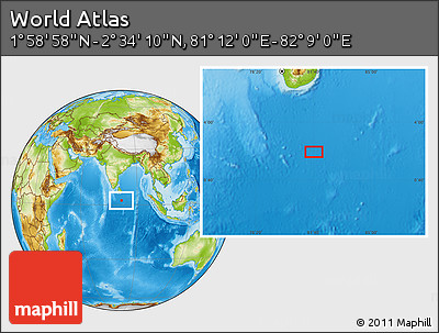 Physical Location Map of the Area around 2° 16' 34" N, 81° 40' 30" E