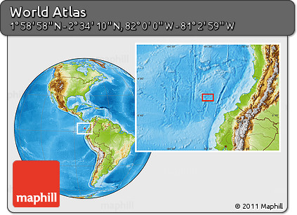Physical Location Map of the Area around 2° 16' 34" N, 81° 31' 30" W