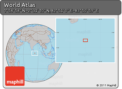 Gray Location Map of the Area around 2° 16' 34" N, 83° 22' 30" E
