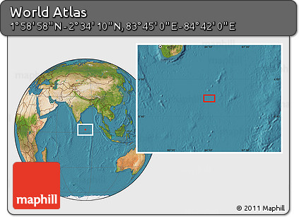 Satellite Location Map of the Area around 2° 16' 34" N, 84° 13' 29" E