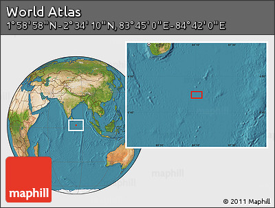 Satellite Location Map of the Area around 2° 16' 34" N, 84° 13' 29" E