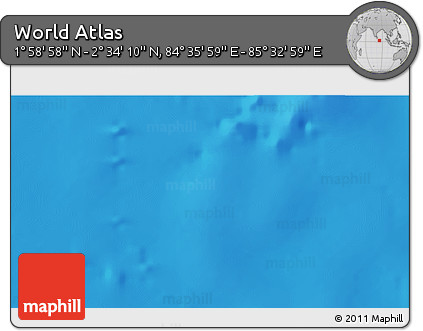 Shaded Relief 3D Map of the Area around 2° 16' 34" N, 85° 4' 29" E